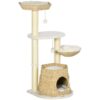 PawHut 47" Cat Tree - Climbing Tower with Bed, Condo & Scratch Posts