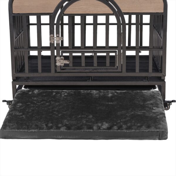46in Heavy Duty Dog Crate with Trays and Wheels for Anxious Dogs