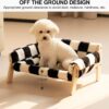 MEWOOFUN Raised Cat Sofa - 15kg Capacity, Checkerboard Cover, 56x45cm