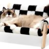 MEWOOFUN Raised Cat Sofa - 15kg Capacity, Checkerboard Cover, 56x45cm