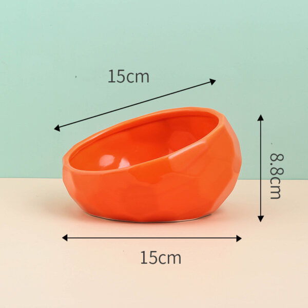 Ceramic Pet Bowl with Oblique Mouth for Cats and Dogs