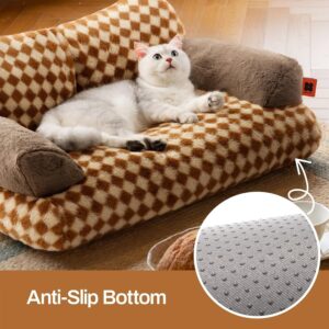 MEWOOFUN Fluffy Cat & Dog Bed - Washable, Non-Slip, 26x19x13", Brown