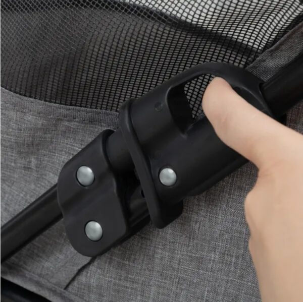 Foldable Pet Stroller for Small Dogs and Cats with Storage Basket