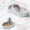 MEWOOFUN Hamster Sand Bath Set, Dual-Use Bowl & Container, Green