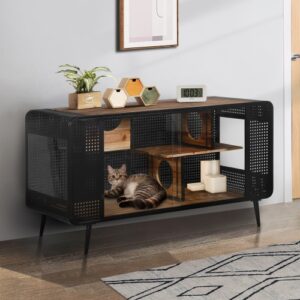 Spacious Cat House with Tempered Glass , Indoor Pet Furniture