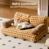 MEWOOFUN Fluffy Cat & Dog Bed - Washable, Non-Slip, 26x19x13", Brown
