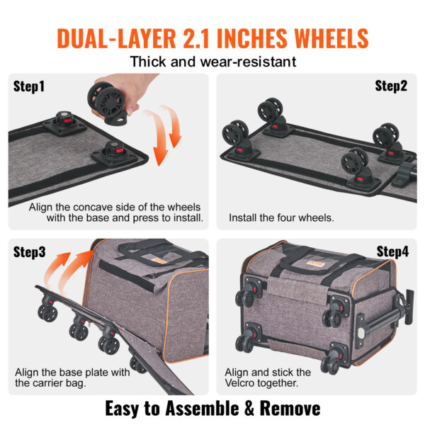 263f792d-1fd3-4e24-8980-208a186bf3c5.jpg VEVOR Rolling Pet Carrier with Wheels and Telescopic Handle, Grey