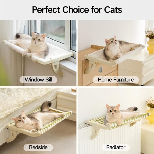 MEWOOFUN Adjustable Cat Window Perch with Removable Cover