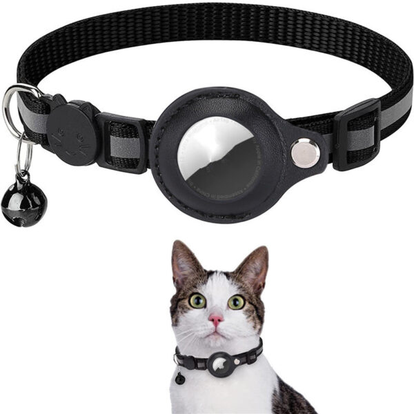 Reflective Nylon Pet Collar with Waterproof AirTag Holder - For Cats & Dogs