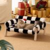 MEWOOFUN Raised Cat Sofa - 15kg Capacity, Checkerboard Cover, 56x45cm