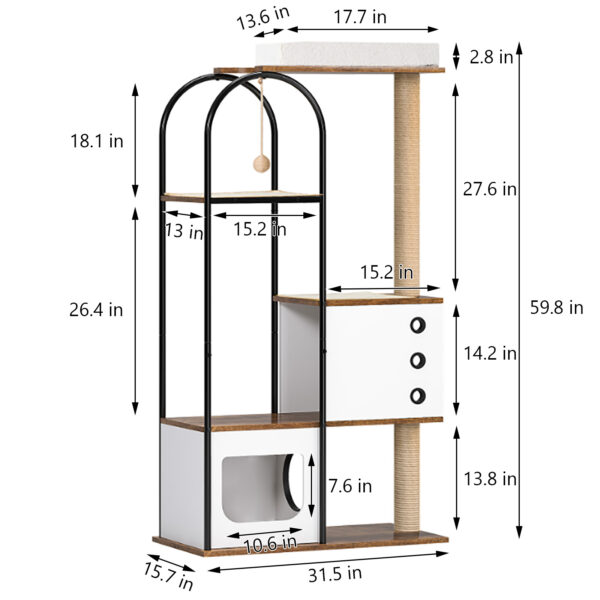Modern Multi-Level Cat Tree with Condo, Perch, and Scratching Posts