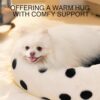 MEWOOFUN 23" Donut Cat Bed – Washable Fluffy Pet Bed, Black Dot
