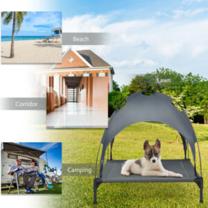35.5x32 Inch Dog Bed with UV-Resistant Canopy for Outdoor Use