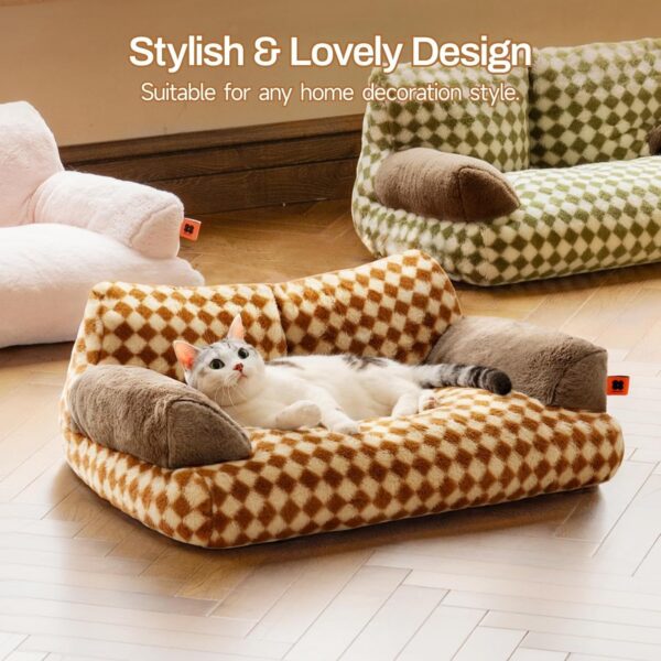 MEWOOFUN Fluffy Cat & Dog Bed - Washable, Non-Slip, 26x19x13", Brown