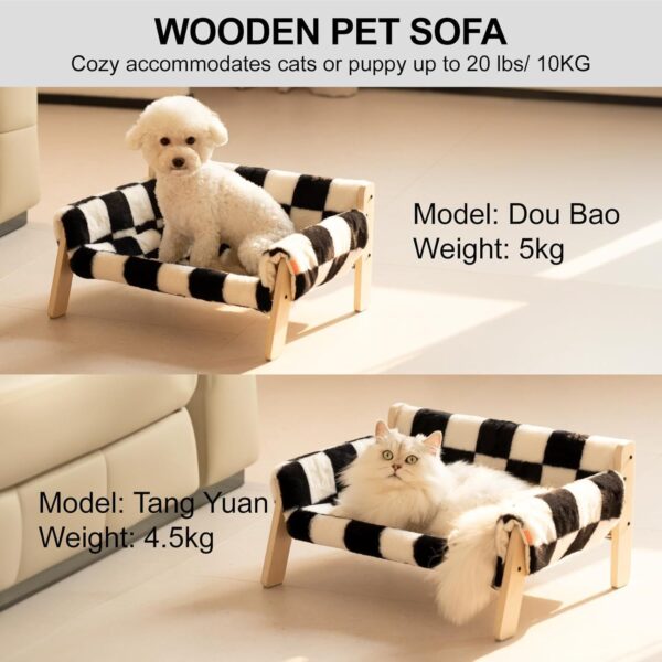 MEWOOFUN Raised Cat Sofa - 15kg Capacity, Checkerboard Cover, 56x45cm
