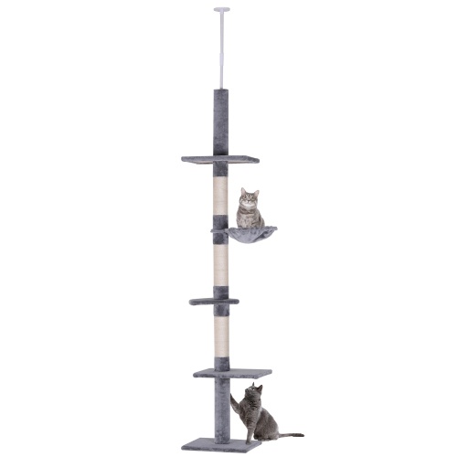PawHut 9' Adjustable Height Floor-To-Ceiling Vertical Cat Tree