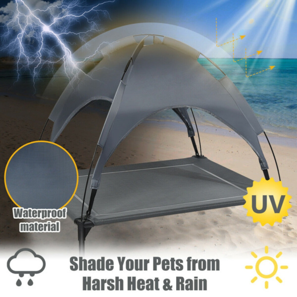 35.5x32 Inch Dog Bed with UV-Resistant Canopy for Outdoor Use
