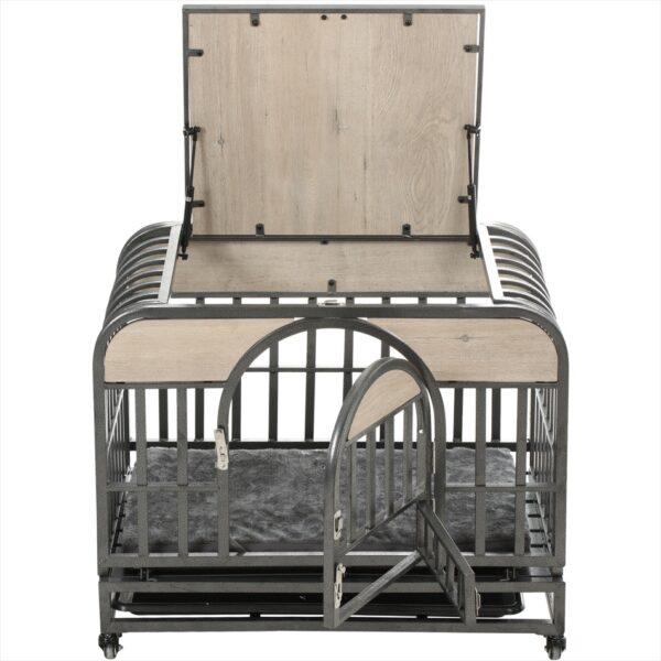 46in Heavy Duty Dog Crate with Trays and Wheels for Anxious Dogs