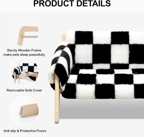 MEWOOFUN Raised Cat Sofa - 15kg Capacity, Checkerboard Cover, 56x45cm