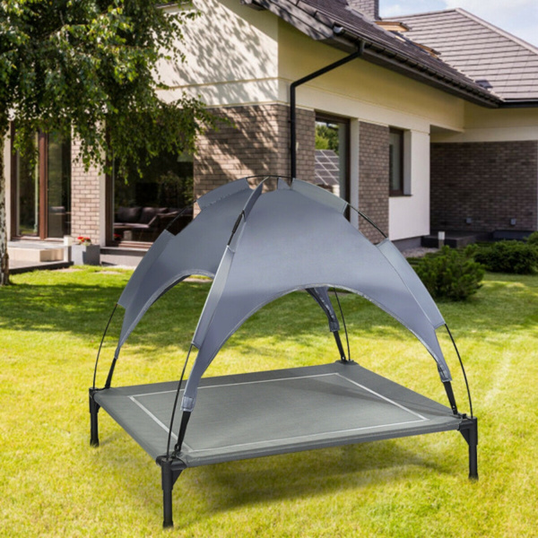 35.5x32 Inch Dog Bed with UV-Resistant Canopy for Outdoor Use