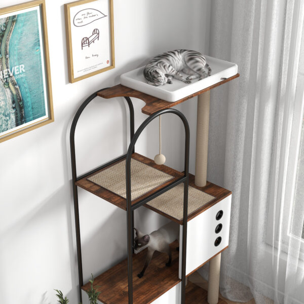 Modern Multi-Level Cat Tree with Condo, Perch, and Scratching Posts