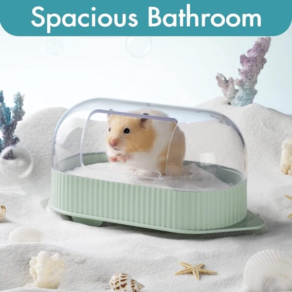 MEWOOFUN Hamster Sand Bath Set, Dual-Use Bowl & Container, Green