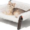 MEWOOFUN Elevated Plush Cat Bed - Non-Slip, Washable Pet Sofa, 44 lbs Capacity
