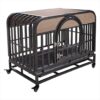 46in Heavy Duty Dog Crate with Trays and Wheels for Anxious Dogs