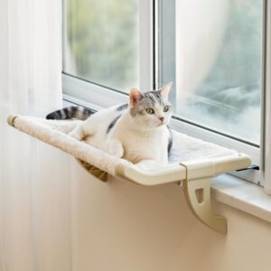 MEWOOFUN Adjustable Cat Window Perch with Removable Cover