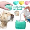 Silicone Dog Bath Massage Glove Brush with Shampoo Dispenser