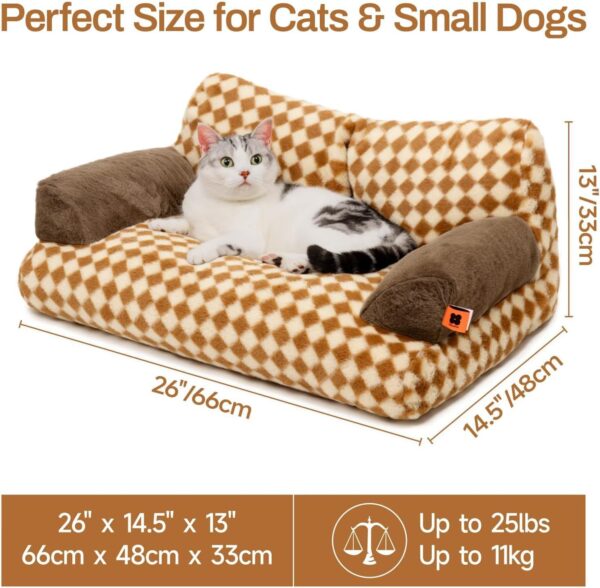 MEWOOFUN Fluffy Cat & Dog Bed - Washable, Non-Slip, 26x19x13", Brown