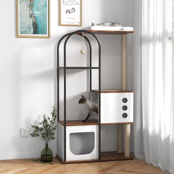 Modern Multi-Level Cat Tree with Condo, Perch, and Scratching Posts