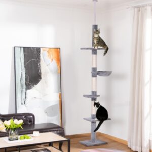 PawHut 9' Adjustable Height Floor-To-Ceiling Vertical Cat Tree