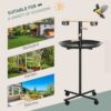 PawHut Portable Bird Play Stand with Feeder Bowls and Wheels