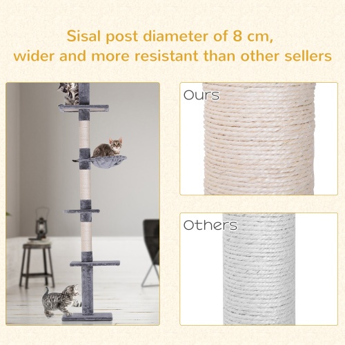 PawHut 9' Adjustable Height Floor-To-Ceiling Vertical Cat Tree