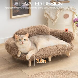 MEWOOFUN Elevated Cat Bed - Wooden Pet Sofa with Washable Cover, 26"