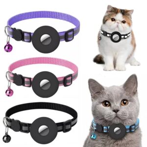 Reflective Nylon Pet Collar with Waterproof AirTag Holder - For Cats & Dogs