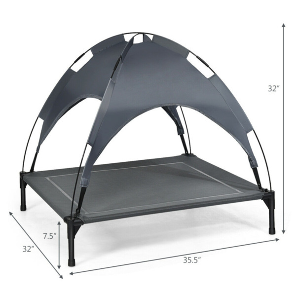 35.5x32 Inch Dog Bed with UV-Resistant Canopy for Outdoor Use