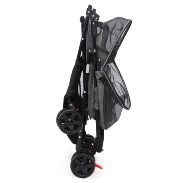 Foldable Pet Stroller for Small Dogs and Cats with Storage Basket