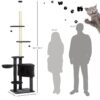 PawHut Floor-to-Ceiling Cat Tree with Condo and Scratch Posts