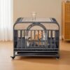 46in Heavy Duty Dog Crate with Trays and Wheels for Anxious Dogs