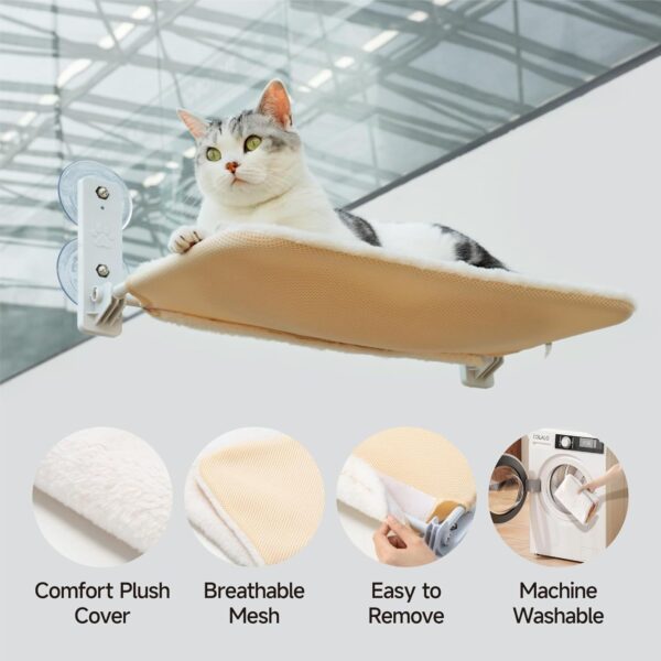 MEWOOFUN Foldable Cat Window Perch with Removable Mat