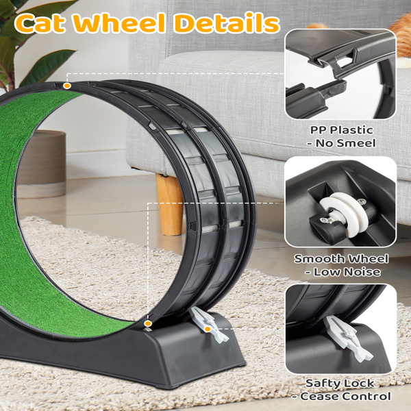 Black PP Cat Treadmill - Splicing Design with Green Carpet, 10kg Capacity