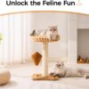MEWOOFUN Cat Scratching Post with Bed and Ball Track Toys