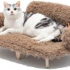 MEWOOFUN Elevated Cat Bed - Wooden Pet Sofa with Washable Cover, 26"