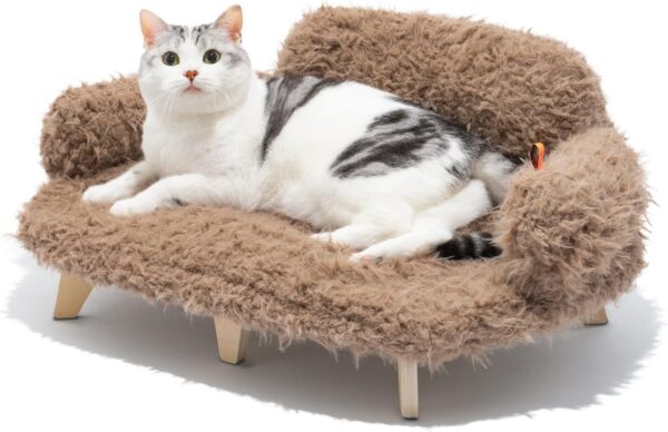 MEWOOFUN Elevated Cat Bed - Wooden Pet Sofa with Washable Cover, 26"