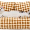 MEWOOFUN Fluffy Cat & Dog Bed - Washable, Non-Slip, 26x19x13", Brown