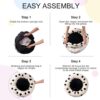 MEWOOFUN 23" Donut Cat Bed – Washable Fluffy Pet Bed, Black Dot