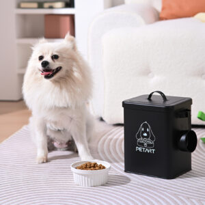 Metal Pet Food Storage Container with Spoon and Desiccant