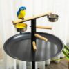 PawHut Portable Bird Play Stand with Feeder Bowls and Wheels